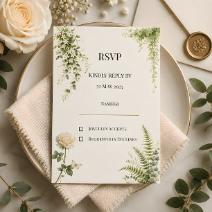 Luxury Secret Garden Floral Wedding RSVP Card