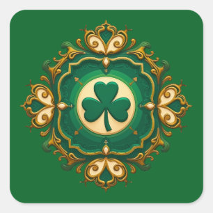 Luxury Shamrock St Patrick’s Day - Autocolante Square Sticker