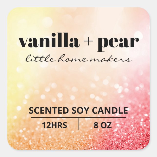 Luxury Shimmer Fire Colored Candle Labels (Front)