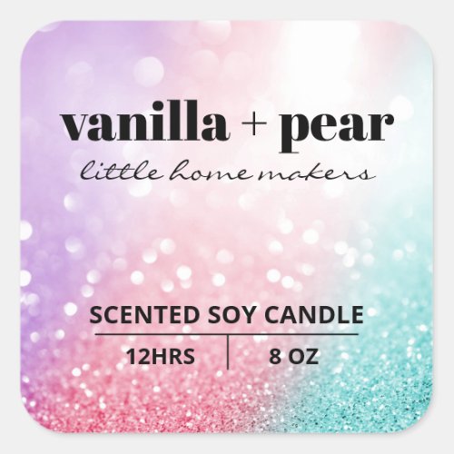 Luxury Shimmer Pastel Pink Blue Soy Candle Labels