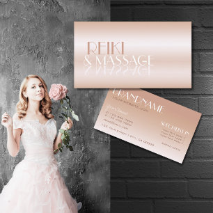 Luxury Shimmering Light Rose Golden Mirror Font Business Card
