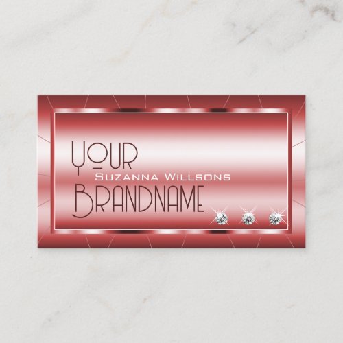 Luxury Shimmery Red with Diamonds Chic and Stylish Business Card