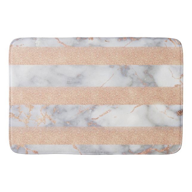 Luxury Shiny Glitter Stripes Ombre Marble Bathroom Mat (Front)