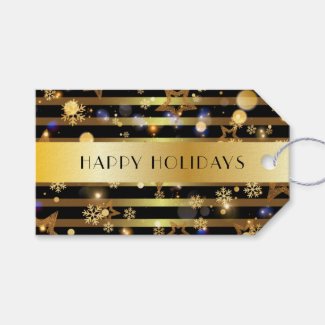 Luxury Shiny Glowing Gold Snowflakes And Stars 