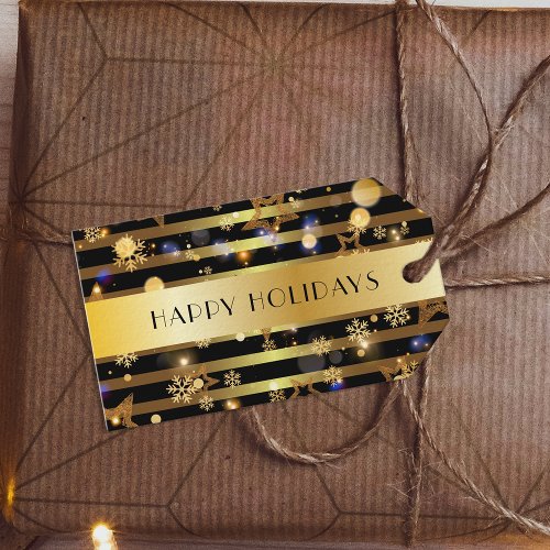 Luxury Shiny Glowing Gold Snowflakes and Stars  Gift Tags