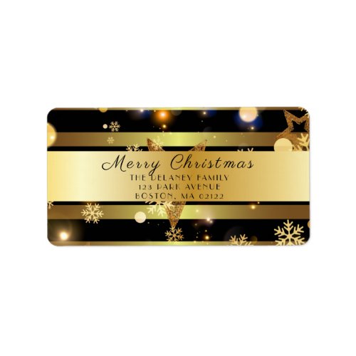 Luxury Shiny Glowing Gold Snowflakes And Stars  Label