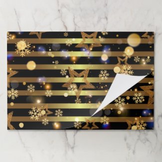 Luxury Shiny Glowing Gold Snowflakes And Stars Paper Pad