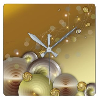 Luxury Shiny Sparkling Gold and Silver Circles   Square Wall Clock