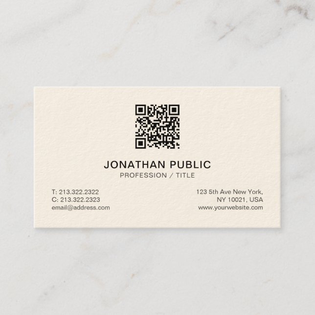 Luxury Signature Cream Modern Simple Professional Business Card (Front)