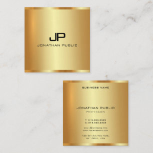 Luxury Silk Finish Monogram Gold Vertical Template Square Business Card