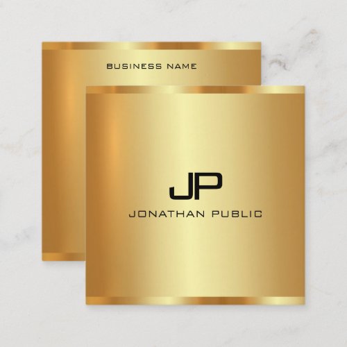 Luxury Silk Finish Monogram Gold Vertical Template Square Business Card