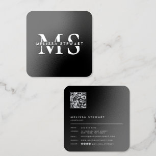 Luxury Silver And Black Foil Monogram Professional Business Cards