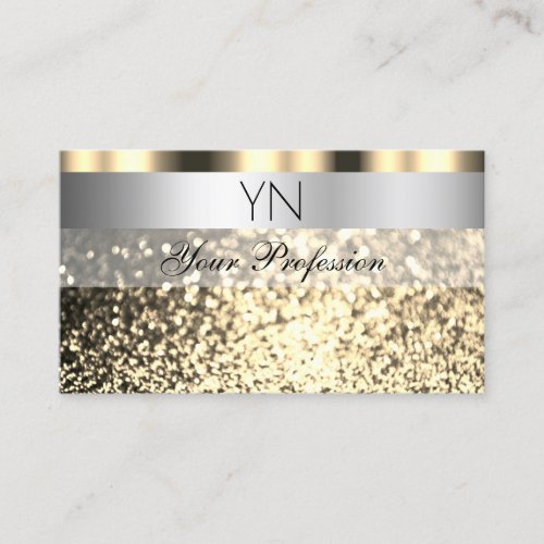 Luxury Silver and Gold Sparkling Glitter Monogram Business Card