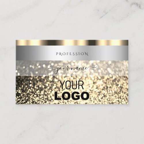 Luxury Silver and Gold Sparkling Glitter with Logo Business Card