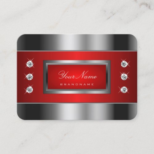 Luxury Silver and Red with Shimmery Rhinestones Business Card