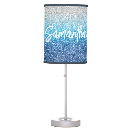Luxury Silver Azure Blue Glitter Table Lamp