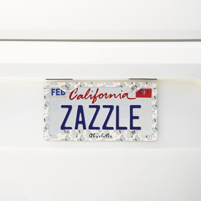 Luxury Silver Black Glitter and Sparkle Monogram License Plate Frame (On Car)