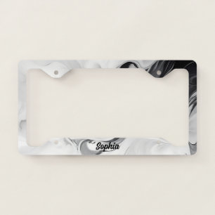 Luxury Silver Black Glitter and Sparkle Monogram License Plate Frame