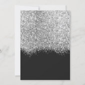 Luxury Silver Black Glitter Confetti Birthday Invitation (Back)