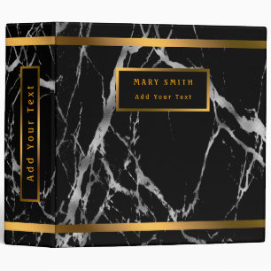 Luxury Silver Black Marble Customize 3 Ring Binder