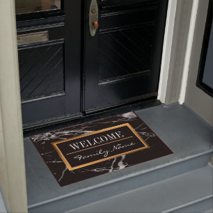 Luxury Silver Black Marble Customize Doormat