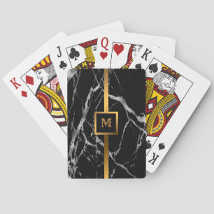 Luxury Silver Black Marble Customize Poker Cards