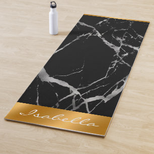 Luxury Silver Black Marble Customize Yoga Mat
