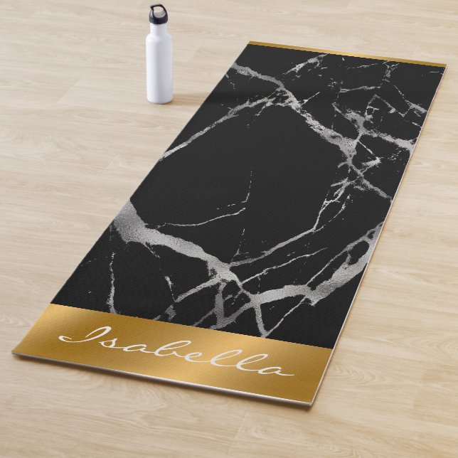 Luxury Silver Black Marble Customize Yoga Mat (In Situ)