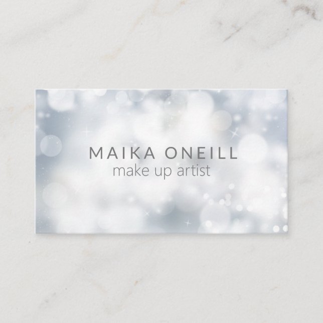 Luxury Silver Bokeh glitter social media Business Card (Front)