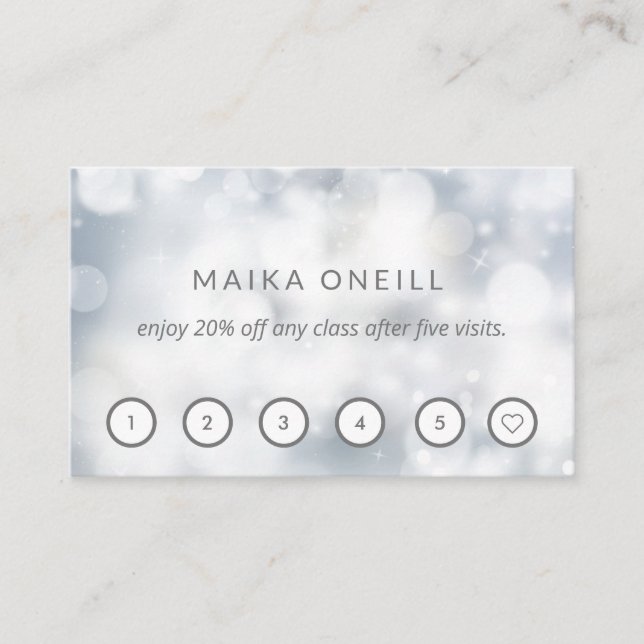 Luxury Silver bokeh wellness  massage yoga Business Card (Front)