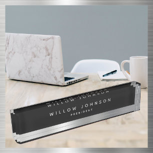 Luxury Silver Classy Executive Business Gift Desk Name Plate