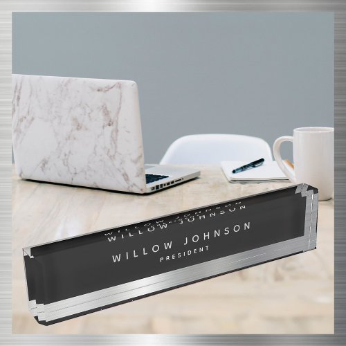 Luxury Silver Classy Executive Business Gift  Desk Name Plate