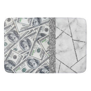 Luxury Silver Dollars Interior Marble Glitter  Sho Bath Mat