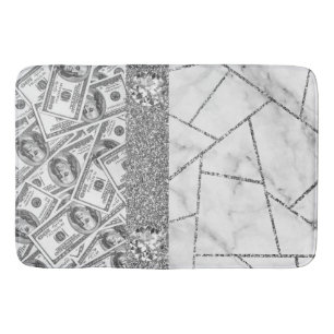 Luxury Silver Dollars Interior Marble Glitter Show Bath Mat