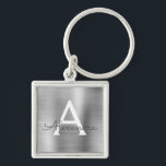 Luxury Silver Faux Stainless Steel Monogram Keychain<br><div class="desc">Luxury Silver Faux Stainless Steel Metallic Elegant Keychain. These Keychains can be customized to include your initial and first name. These key chains make great birthday,  bridal shower or bachelorette party favors.</div>