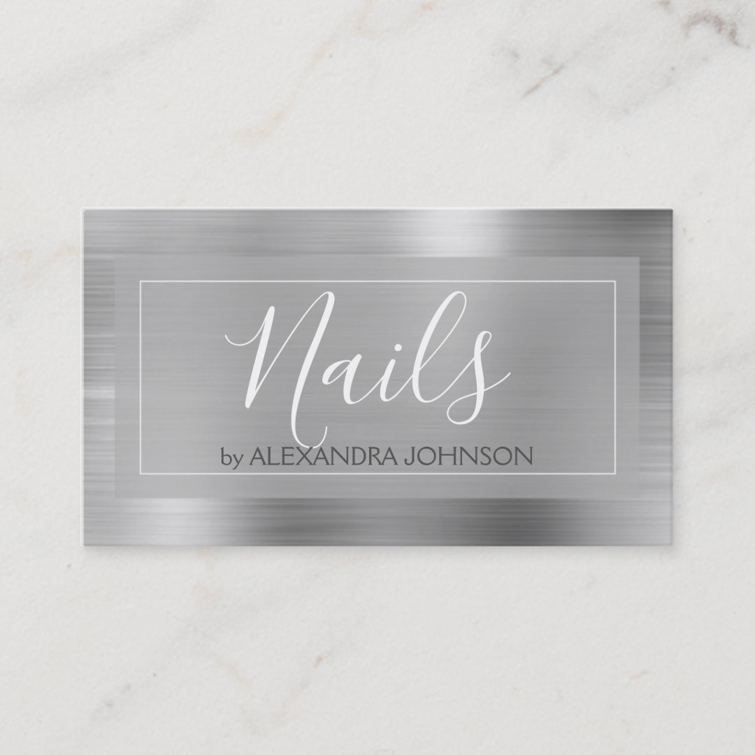 Luxury Silver Finger Nails Salon Business Card Zazzle