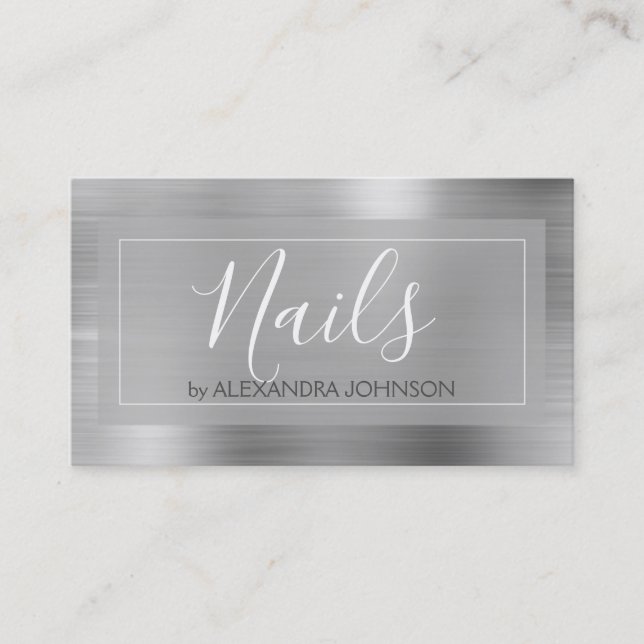 Luxury Silver Finger Nails Salon Business Card (Front)