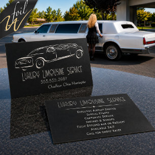 Luxury Silver Foil Limousine Chauffeur Business Cards