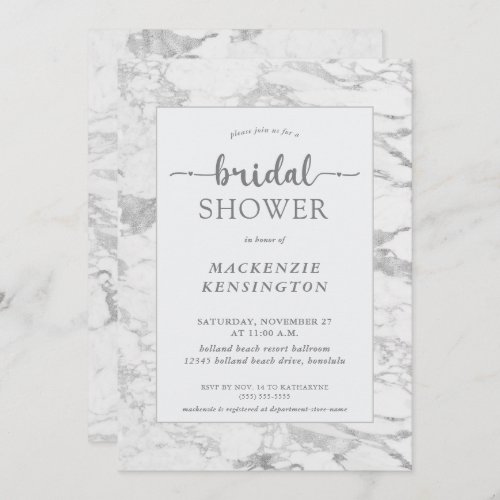 Luxury Silver Foil Marble Bridal Shower Invitation