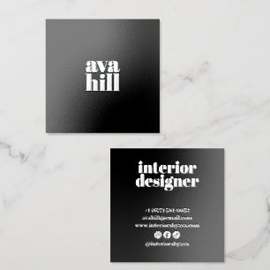 Luxury Silver Foil Modern Black Minimalist Logo Business Cards
