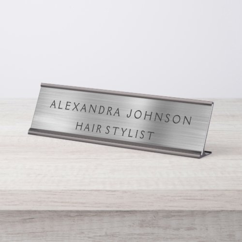Luxury Silver Foil Modern Business Desk Name Plate