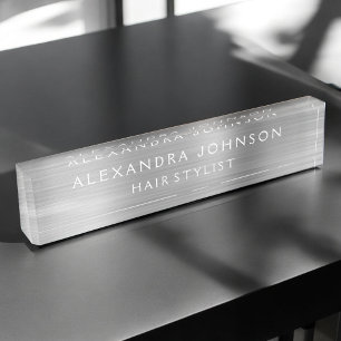 Luxury Silver Foil Modern Desk Name Plate