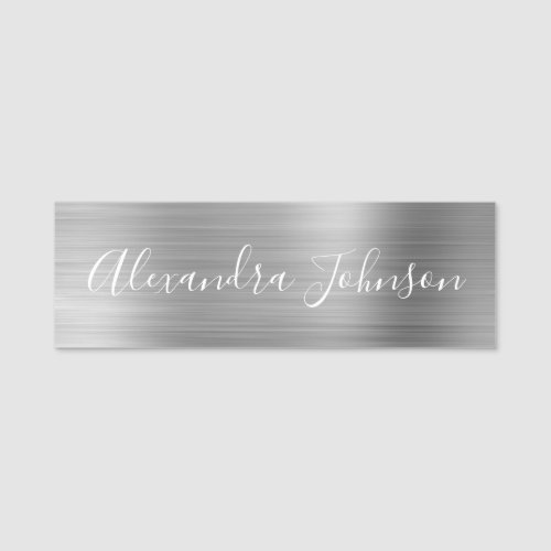 Luxury Silver Foil Modern Name Tag