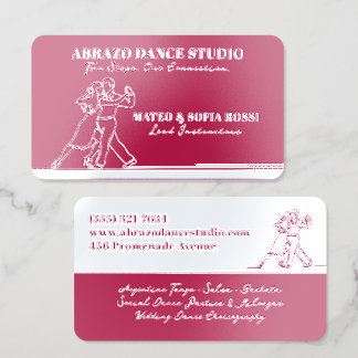 Luxury Silver Foil Tango Dance Studio Instructor Spot Gloss Business Cards