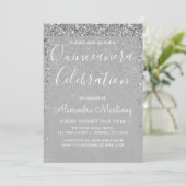 Luxury Silver Girly Glitter Sparkle Quinceanera Invitation (Standing Front)
