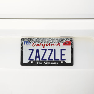 Luxury Silver Glitter and Sparkle Monogram L License Plate Frame
