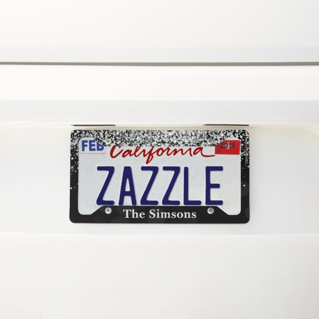 Luxury Silver Glitter and Sparkle Monogram L License Plate Frame (On Car)