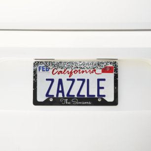 Luxury Silver Glitter and Sparkle Monogram L License Plate Frame