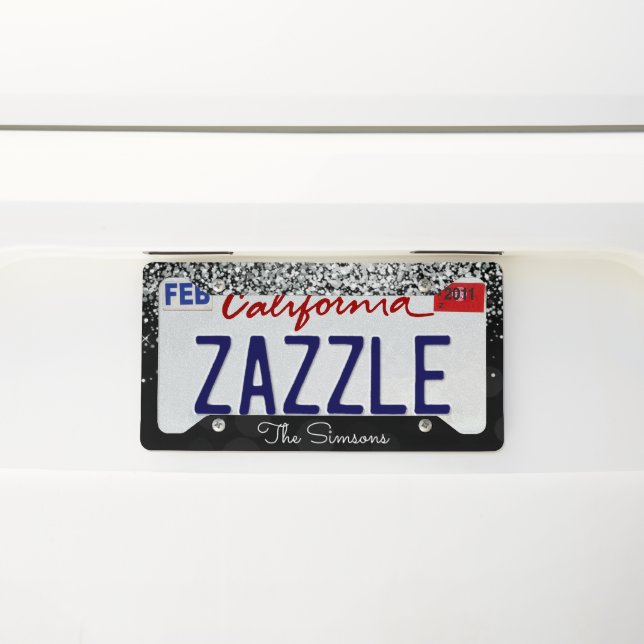 Luxury Silver Glitter and Sparkle Monogram L License Plate Frame (On Car)