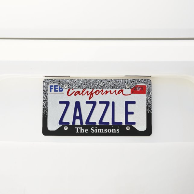 Luxury Silver Glitter and Sparkle Monogram L License Plate Frame (On Car)